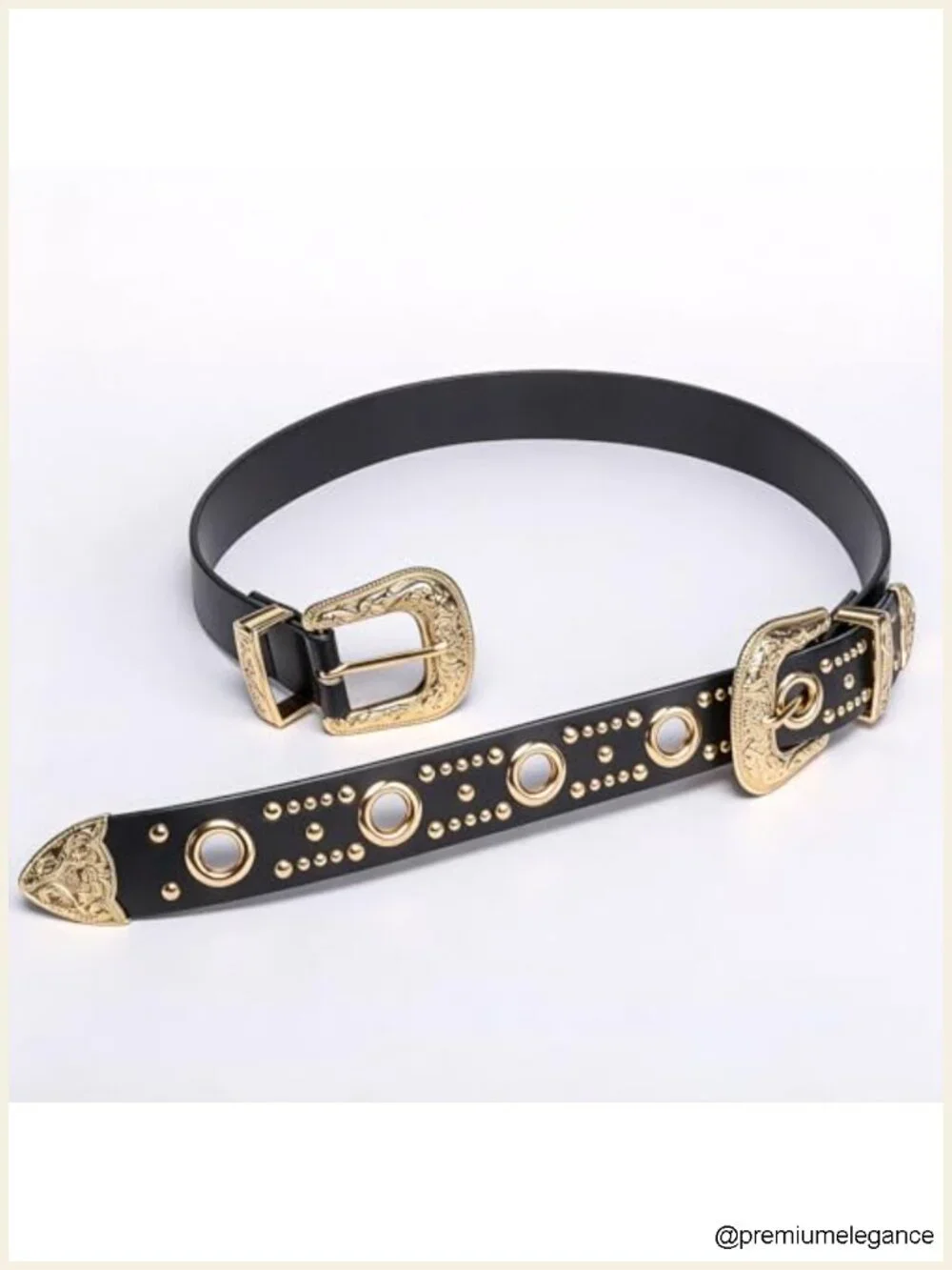 Vintage Western Leather Belt Double Buckle Adjustable Women's Cowboy Waist